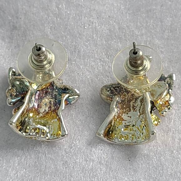 Vintage Easter Bunny Egg Gold tone Metal Stud Earrings 1" NEW Deadstock - Picture 3 of 5